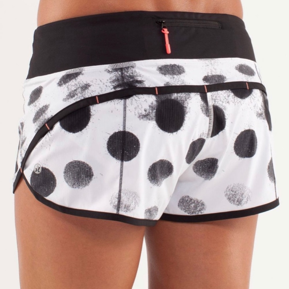 lululemon athletica White Black Polka Dot Run Shorts